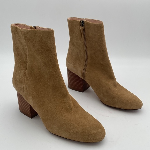 J. Crew Tan Ankle Booties women 10 Block Heel suede tan casual dress event Y2K - Picture 2 of 15